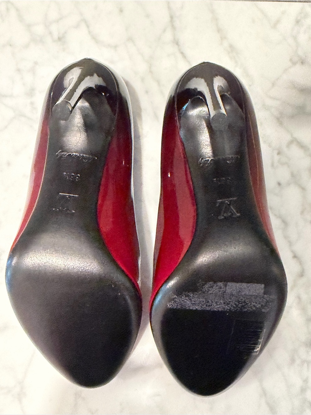Authentic Louis Vuitton Red Patent Leather Cube Accent Pumps - Women's - Picture 6 of 7